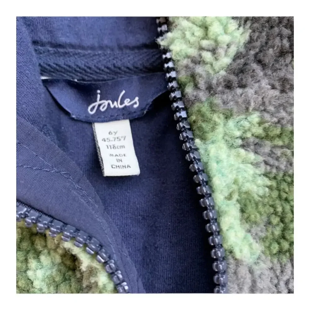 Joules Dinosaur Camo Fleece Quarter Zip Pullover